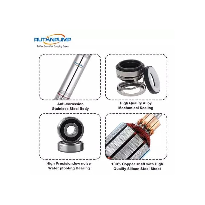 RUTANPUMP 24V 400W High Lift Submersible Water Pump +SOLAR Panel 400Watts+Float Switch