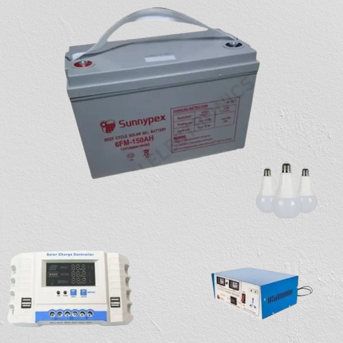 150 AH SUNNYPEX BATTERY + 500 VA INVERTER + CONTROLLER + FREE BULBS.