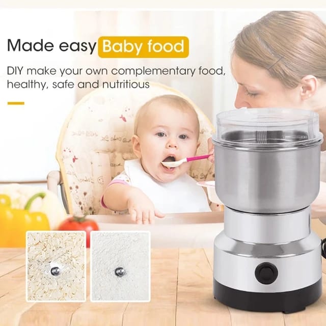 NM8300~ Nima Mini Electric Grinder (dry food).Has a powerful 150W motor that gives sufficient speed to mills in a very short time. Blades are stainless steel mill, which gives an efficiency for a long