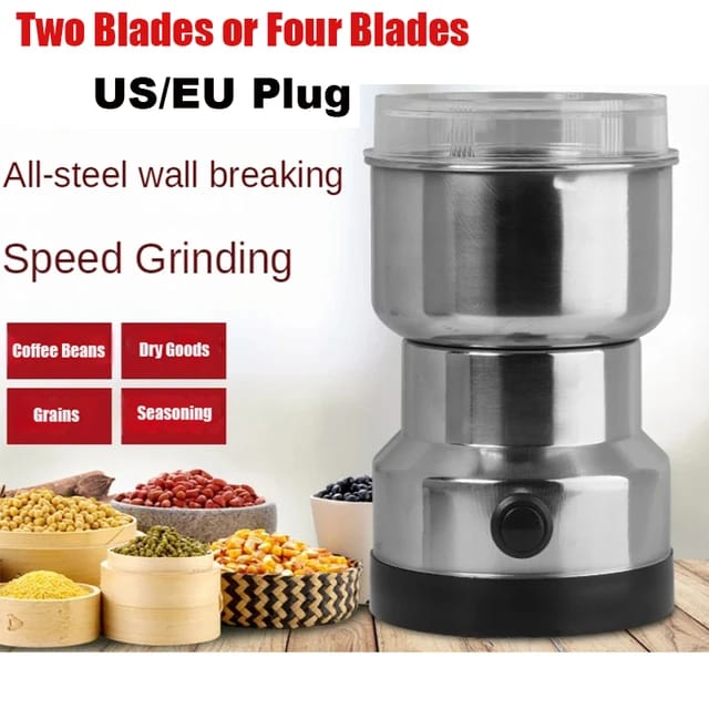 NM8300~ Nima Mini Electric Grinder (dry food).Has a powerful 150W motor that gives sufficient speed to mills in a very short time. Blades are stainless steel mill, which gives an efficiency for a long