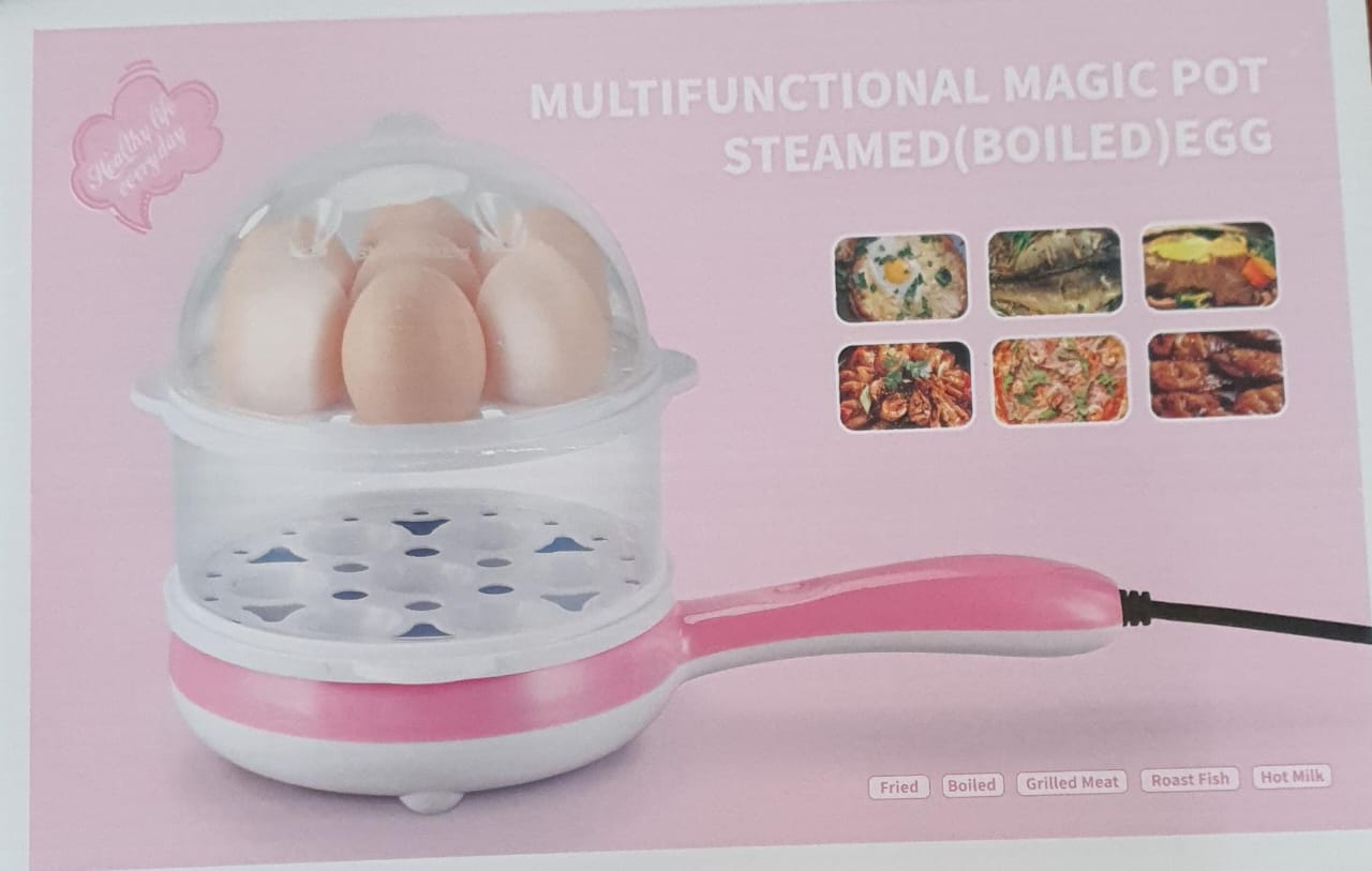 NEW ARRIVALS☺☺Electric 2in1 Multifunctional magic pot 2 layer 14pc egg boiler steamer or fry grill plate.