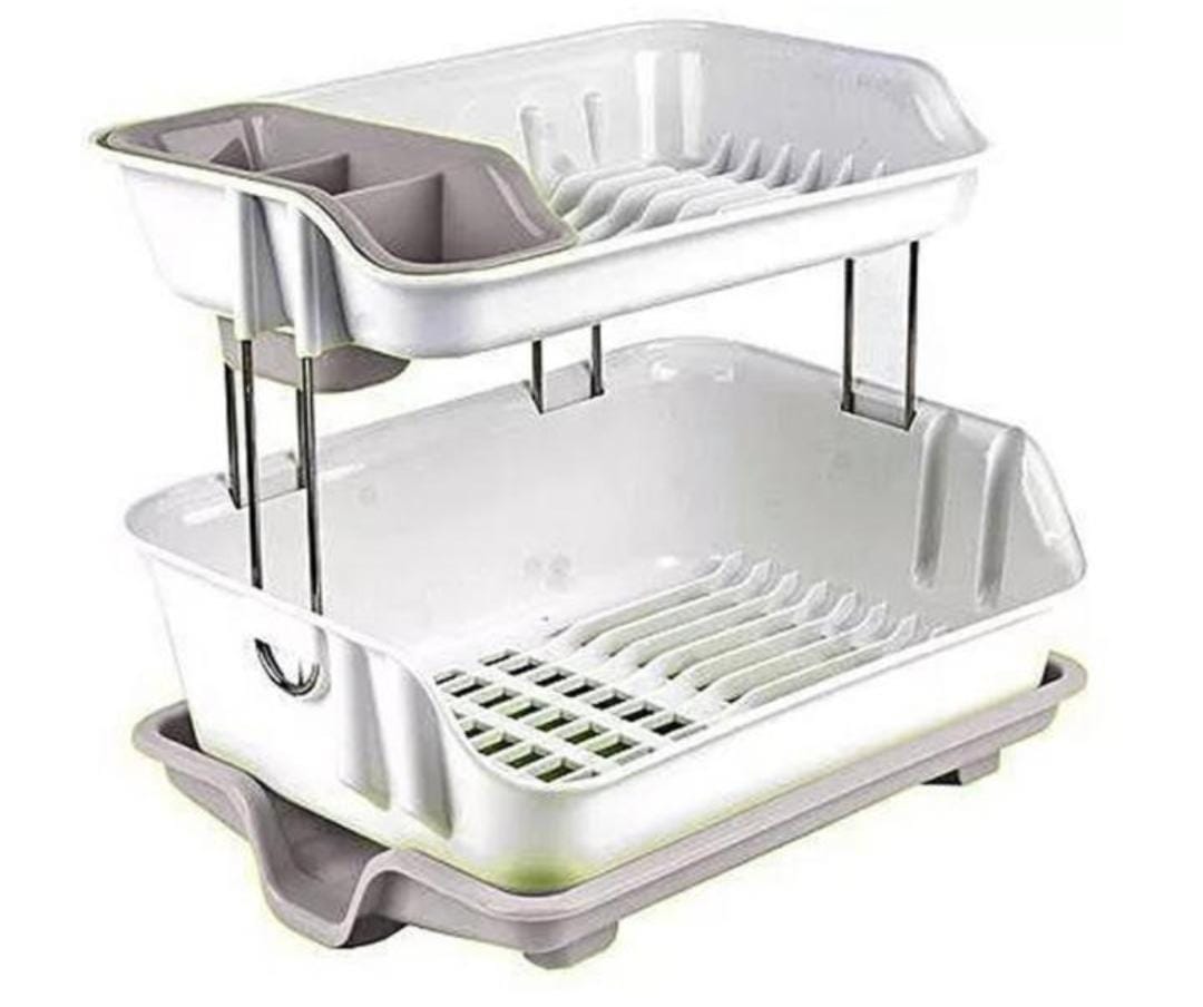 🎀🎀2Layer Classy Dish Drainer. Reinforced with steel , our dish drying rack can withstand heavy loads. It's easy to clean, keeps counters dry, and comes with a removable water tray