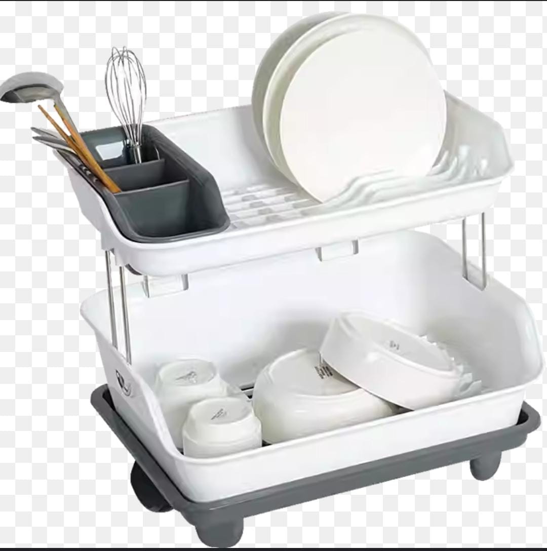 🎀🎀2Layer Classy Dish Drainer. Reinforced with steel , our dish drying rack can withstand heavy loads. It's easy to clean, keeps counters dry, and comes with a removable water tray