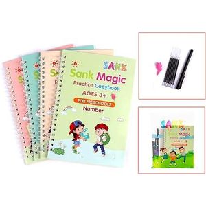 🔹️PRICE DROPPED ✨️ only AT KILIMALL 🔹️4pcs Sank magic practice books- Maths, alphabet, numbers, drawing also comes with 1 pen, 4 pen refills and pen holder.