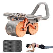 😍✅HOLIDAY OFFER😍Automatic Rebound Abdomminal Wheel Ab Abdominal Muscle Exercise Roller with Timer Elbow Support Mute Fitness Equipment for Core Workout Home Office Gym