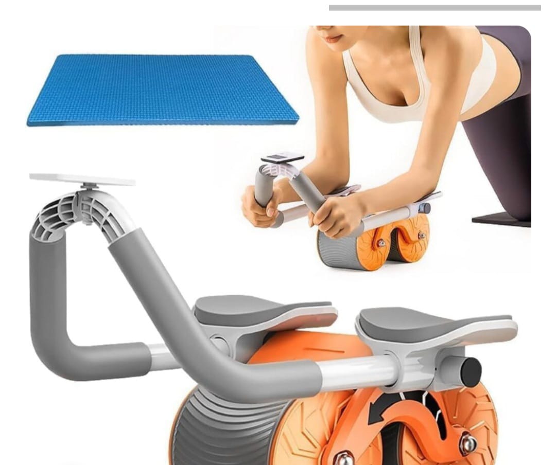 😍✅HOLIDAY OFFER😍Automatic Rebound Abdomminal Wheel Ab Abdominal Muscle Exercise Roller with Timer Elbow Support Mute Fitness Equipment for Core Workout Home Office Gym
