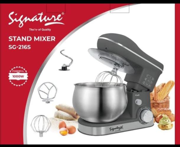 HEAVY HIGH DUTY🎉Signature Stand Mixer with 4 Ltr Bowl for Mixing Dough and Baking (1000W)🤮powerful enough to tackle all your kitchen tasks. Whether it’s a soft cream mixture or tough bread dough, it