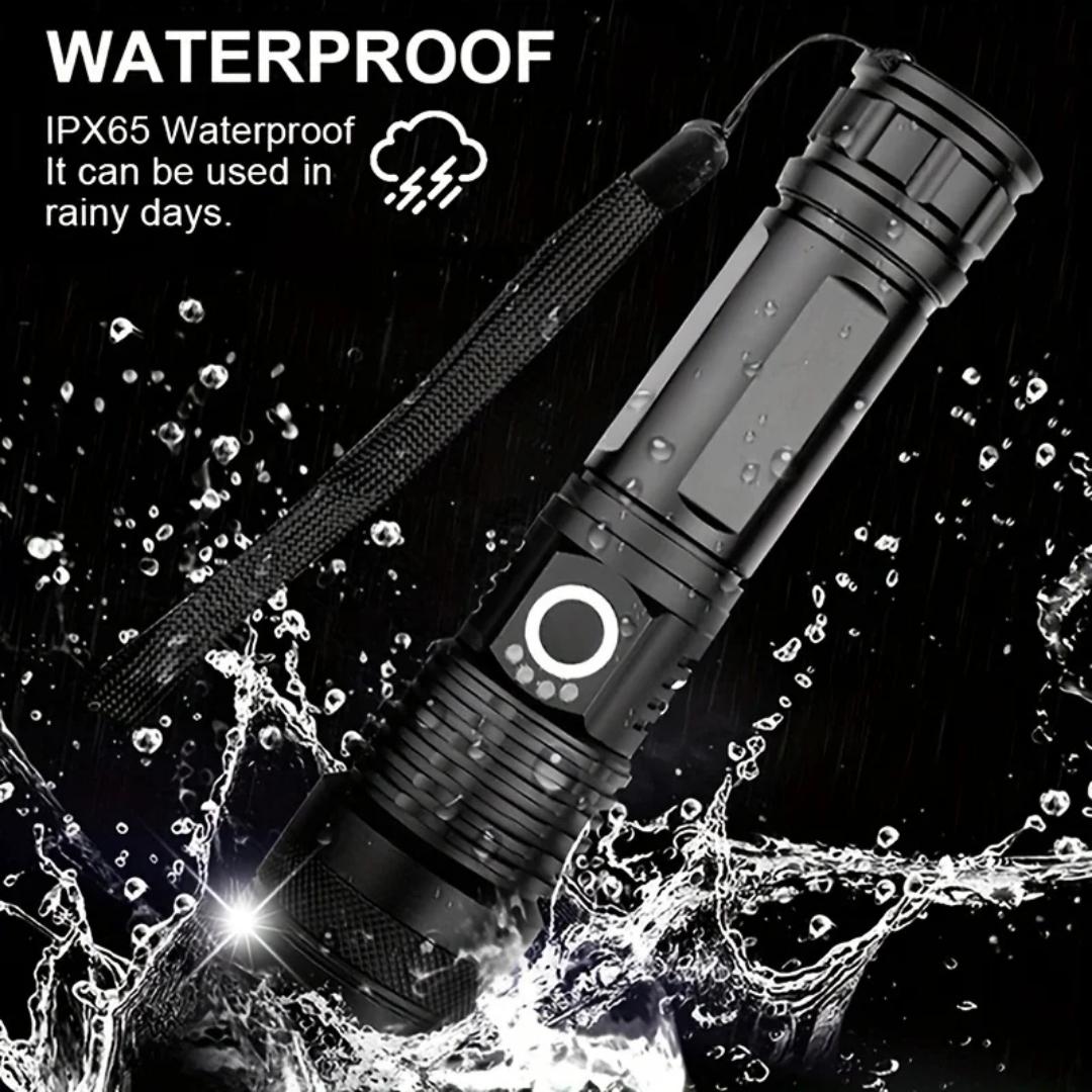P50 Brightest Zooming flashlight mettalic spotlight rechargeable security digital torch