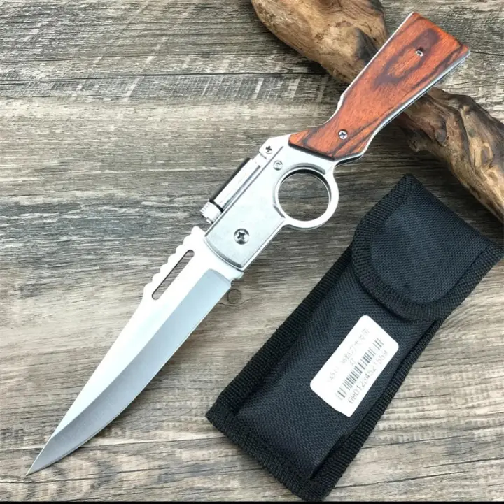 Foldable pocket knife with pouch with LED torch survival camping pen pocket torch