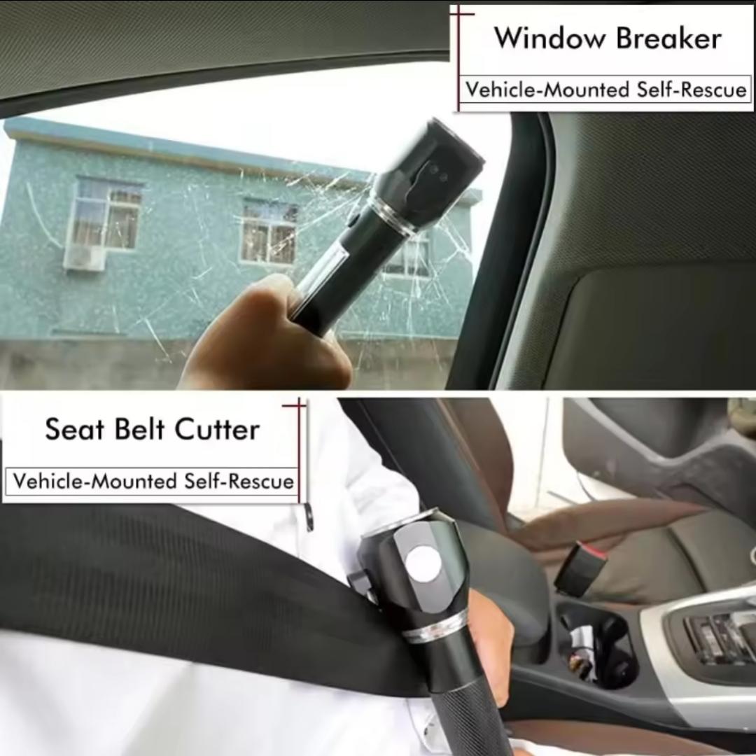 Rechargeable Solar Powered Flashlight,Multi Function LED Tactical Flashlight with Glass Breaker,Seatbelt Cutter,Alarm and Phone Charger,Powerful Handheld Flashlights for Emergencies Camping