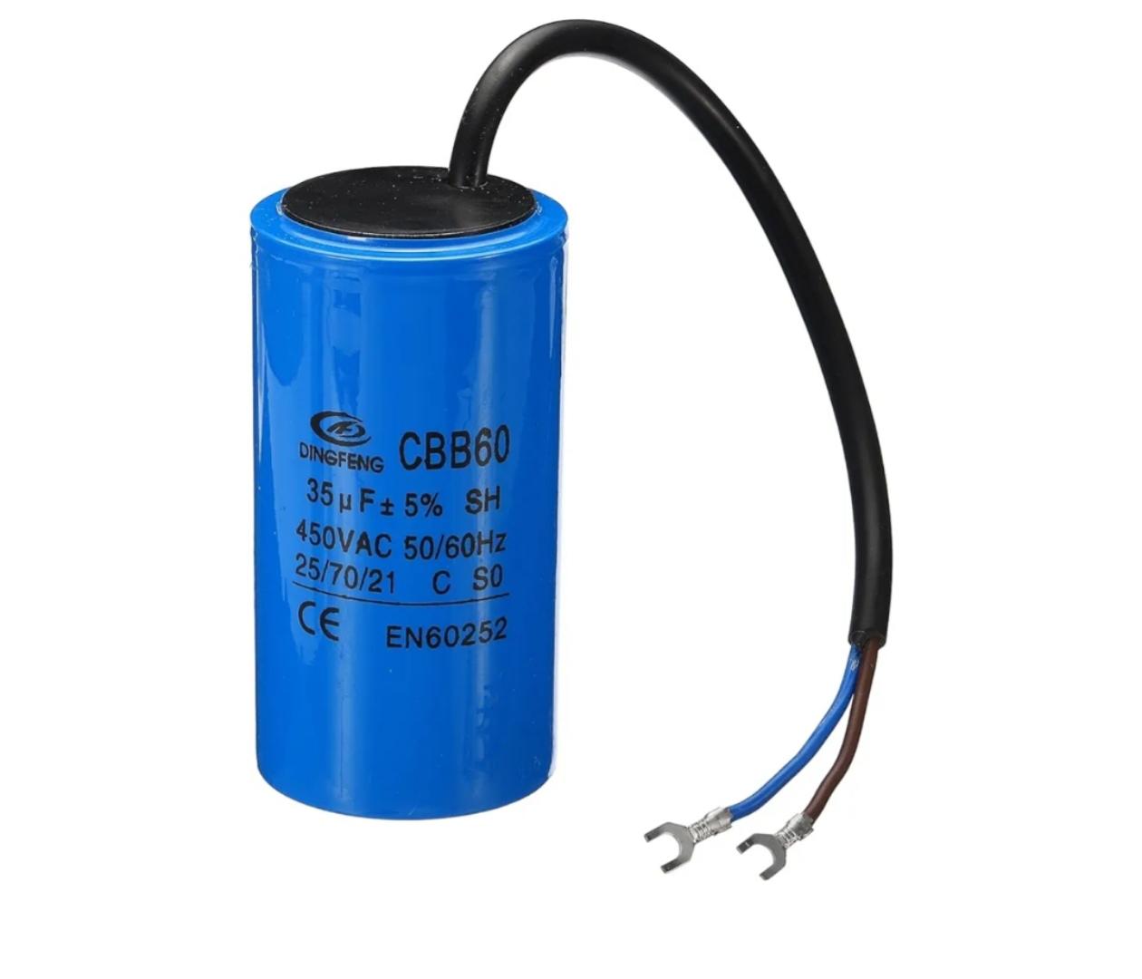 CBB60 35uF Running Capacitor, AC 450V 2 Wires 50/60Hz Cylinder 90x50mm for Air Compressor Motor, Washing Machines, Refrigerators Motor Start