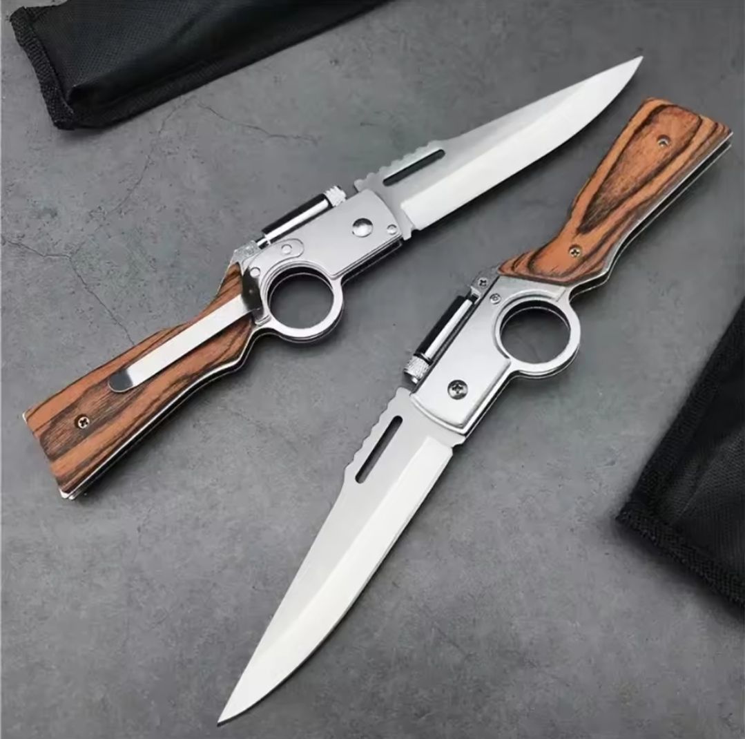 Foldable pocket knife with pouch with LED torch survival camping pen pocket torch