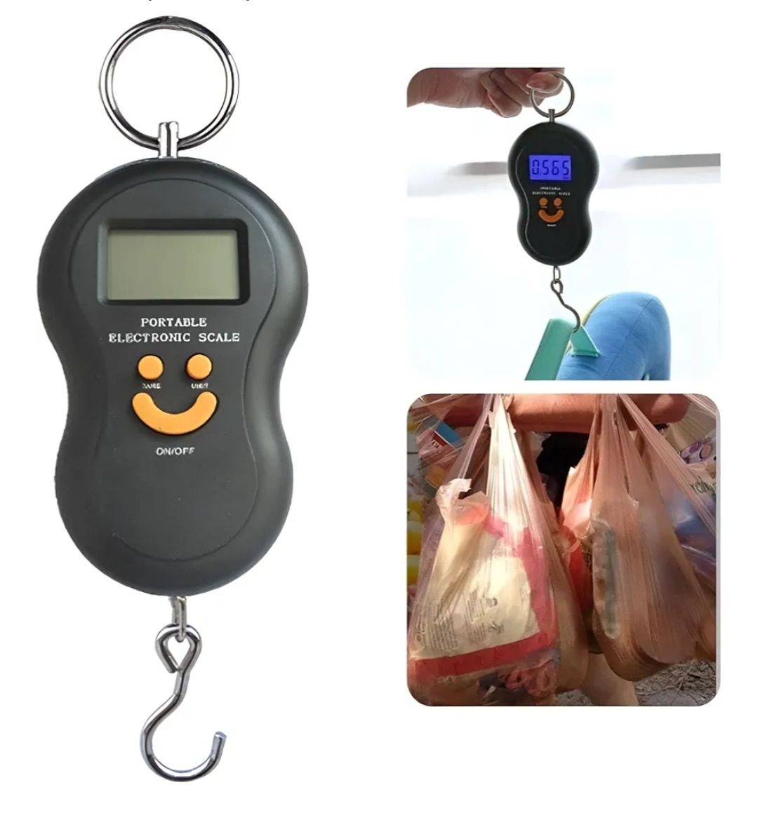 Digital weighing scale 50Kgs electronic portable scale weighing machine + Free Batteries Electronic Digital Hanging Stainless Steel Hook Luggage Portable Scale with LCD Display + New AAA Batteries