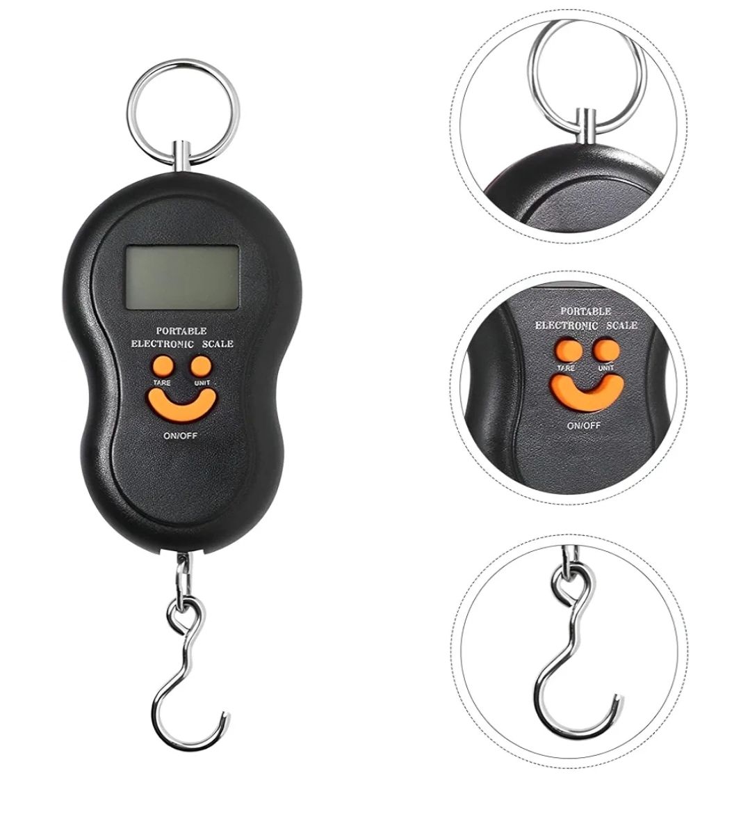 Digital weighing scale 50Kgs electronic portable scale weighing machine + Free Batteries Electronic Digital Hanging Stainless Steel Hook Luggage Portable Scale with LCD Display + New AAA Batteries