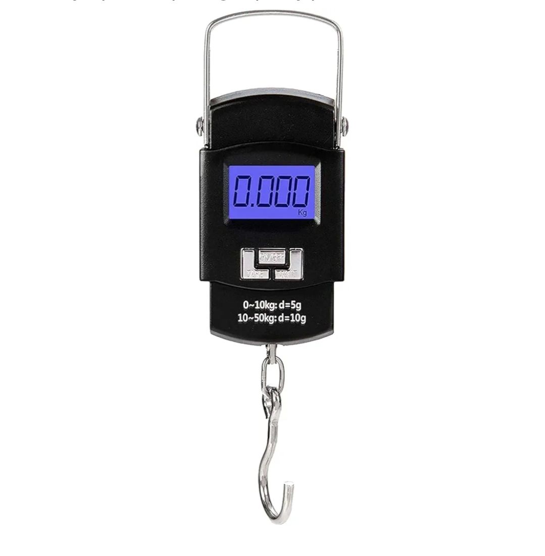 50Kgs electronic portable scale weighing machine with lcd digital display  + Batteries Digital Luggage Scale Professional Suitcase Travel Bag Hanging Scales Weight Balance with Tape Measure Backlight