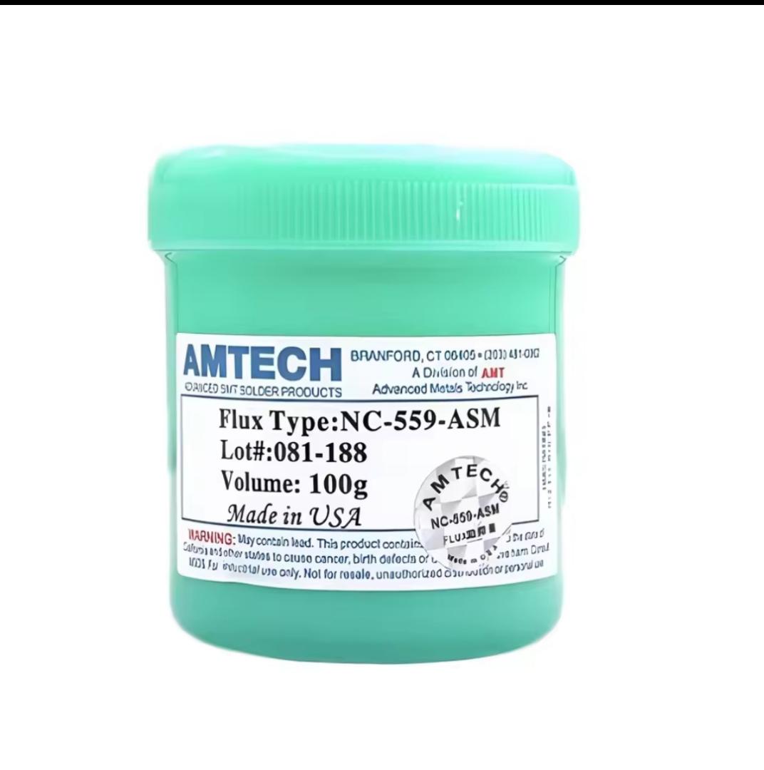 NC-559-ASM TPF Flux Anti-Wet Non Clean 100g Cream AMTECH Solder Paste soldering flux 100g AMTECH NC-559-ASM BGA PCB SMT IC Reballing Soldering Paste Flux Grease. LED DIP Light. Thermal Paste.