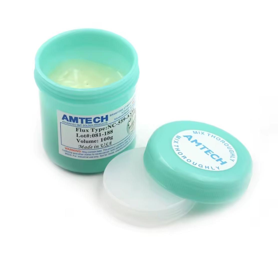 NC-559-ASM TPF Flux Anti-Wet Non Clean 100g Cream AMTECH Solder Paste soldering flux 100g AMTECH NC-559-ASM BGA PCB SMT IC Reballing Soldering Paste Flux Grease. LED DIP Light. Thermal Paste.