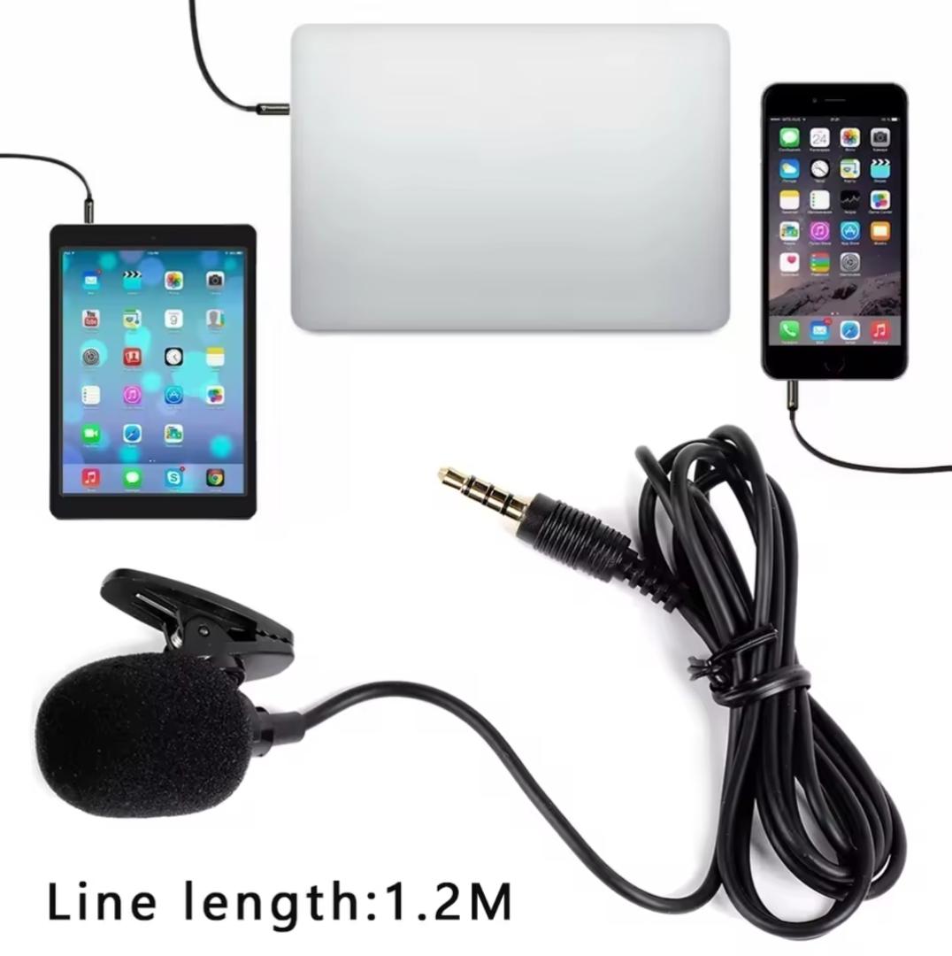 Lavalier Clip on mic for smartphones (jack pin) 1.2m long best quality audio recording microphone – shirt microphone 3.5mm stereo jack mic