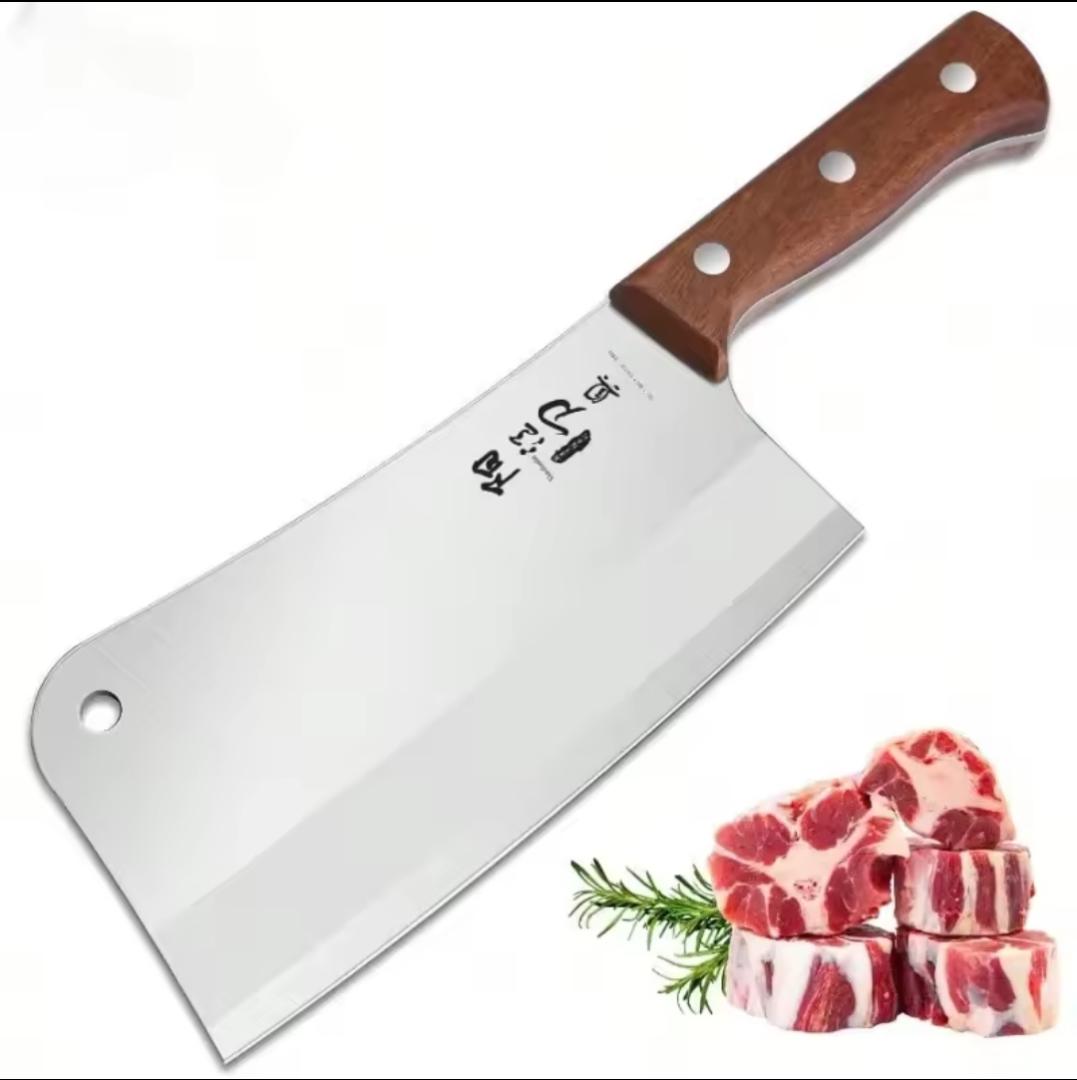 Heavy Duty Meat Cleaver Butcher Knife 8 Inch Stainless Steel Chopper for Bone Cutting, Kitchen Chef Knife for Meat, Poultry, and Vegetables