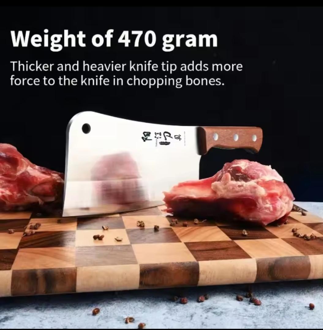 Heavy Duty Meat Cleaver Butcher Knife 8 Inch Stainless Steel Chopper for Bone Cutting, Kitchen Chef Knife for Meat, Poultry, and Vegetables