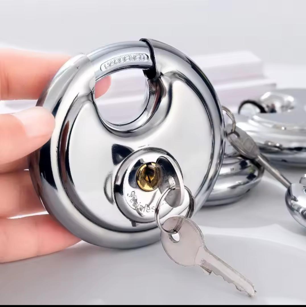 Disc padlock 80mm Heavy Duty 80mm Stainless Steel Disc Padlock for Security Doors, Gates, Storage Units, Sheds and Outdoor Use