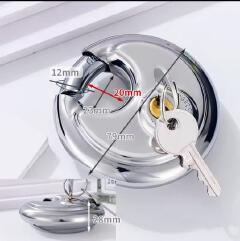 Disc padlock 80mm Heavy Duty 80mm Stainless Steel Disc Padlock for Security Doors, Gates, Storage Units, Sheds and Outdoor Use