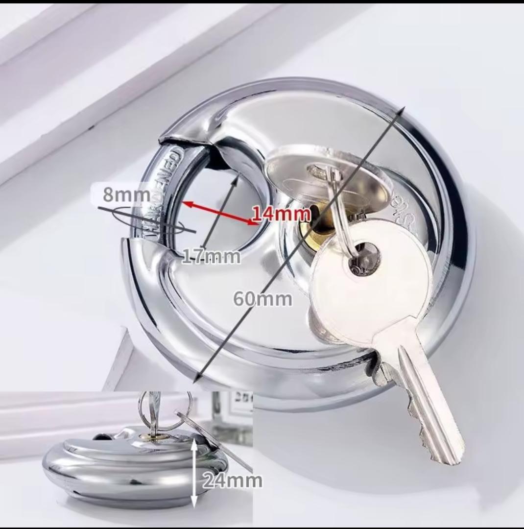 Disc padlock 80mm Heavy Duty 80mm Stainless Steel Disc Padlock for Security Doors, Gates, Storage Units, Sheds and Outdoor Use