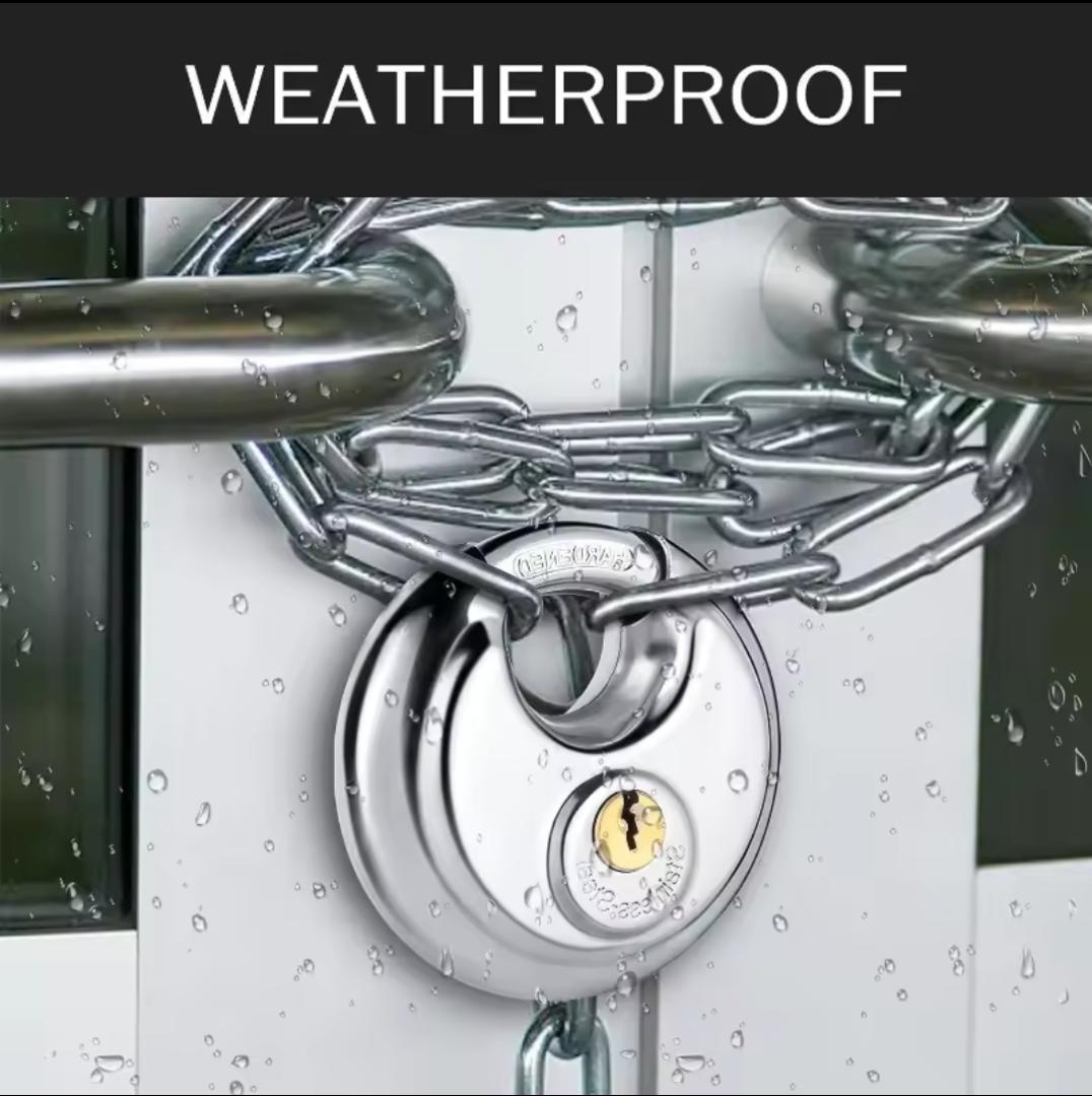 Disc padlock 80mm Heavy Duty 80mm Stainless Steel Disc Padlock for Security Doors, Gates, Storage Units, Sheds and Outdoor Use