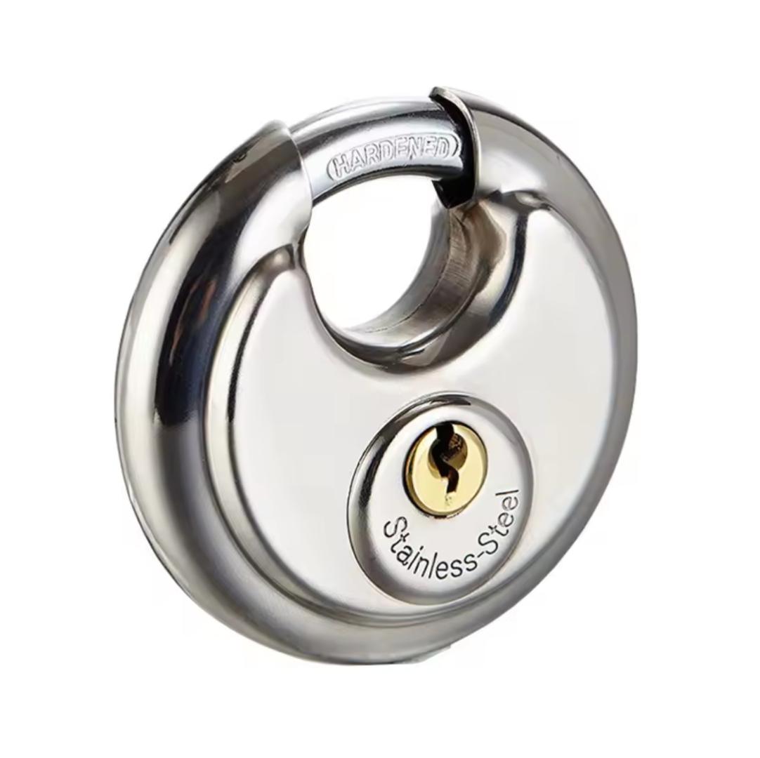 Disc padlock 80mm Heavy Duty 80mm Stainless Steel Disc Padlock for Security Doors, Gates, Storage Units, Sheds and Outdoor Use