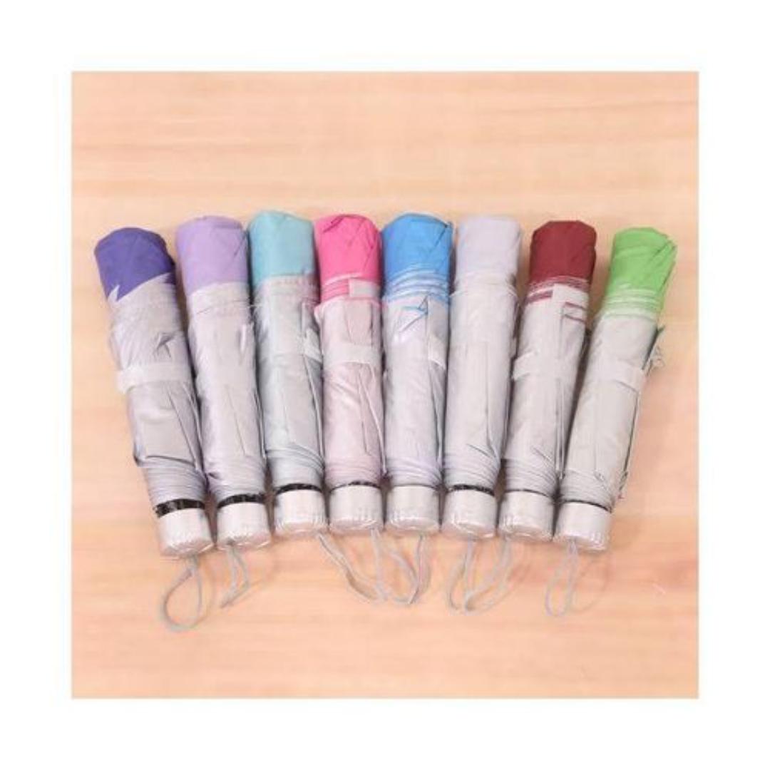 Pocket umbrella foldable bag UV-resistant solid color folding umbrella for sunny and rainy days