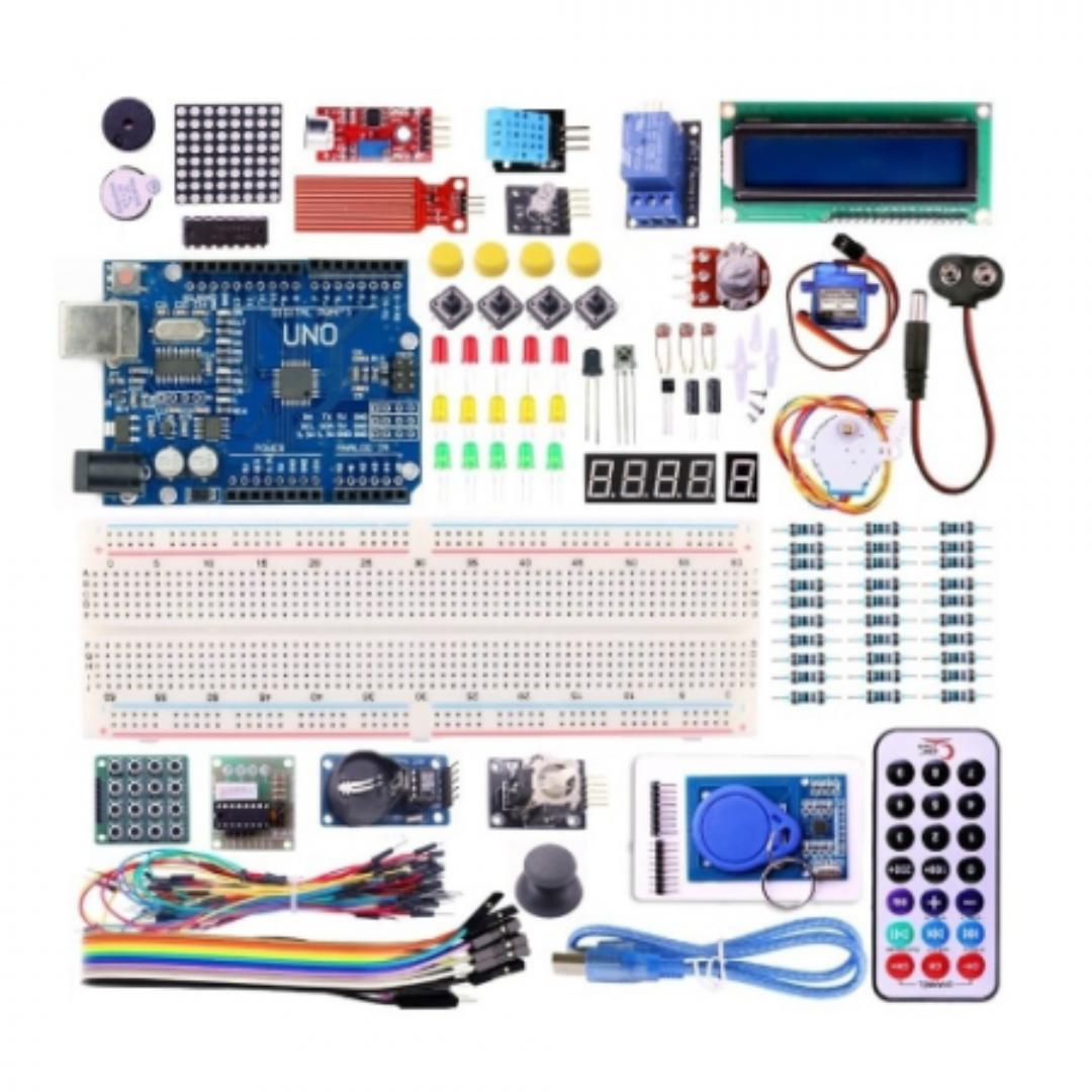 Starter Kit V2 for Arduino UNO R3(SMD) Upgraded version Learning Suite Breadboard Ultrasonic sensor 9V battery jumper wires Arduino Uno R3 Kit