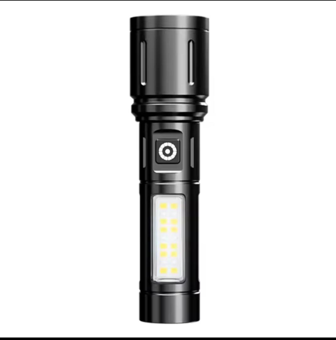 Aluminium Alloy Metal Security Torch Light With Telescopic Zoom Type-C USB Multifunction Rechargeable spotlight for outdoor or home emergency light use