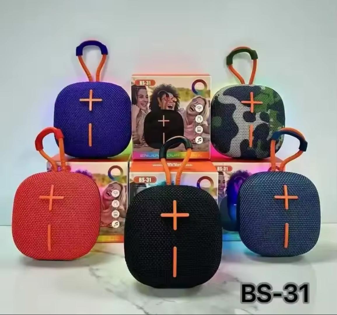 BS 31 Portable Bluetooth speaker with FM Radio/ USB/BT/SD card Slot Type C charging and LED Decorating back light super bass output palm size speaker