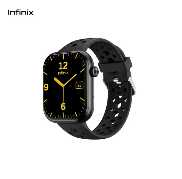 Infinix Smart watch. XWATCH H4 stay connected—2.04-inch full-touch screen, clear Bluetooth calling, and Comprehensive workout and health tracking.