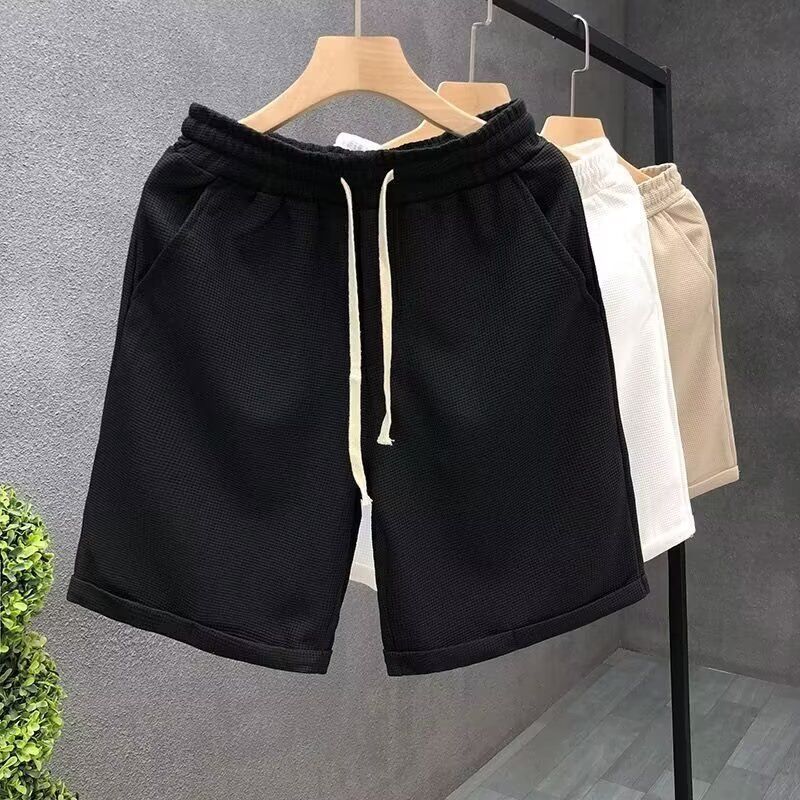 Hot selling pajama pants for men, summer waffle shorts, thin outerwear loose sports and casual shorts, large shorts with air conditioning, casual and loose, versatile and stylish