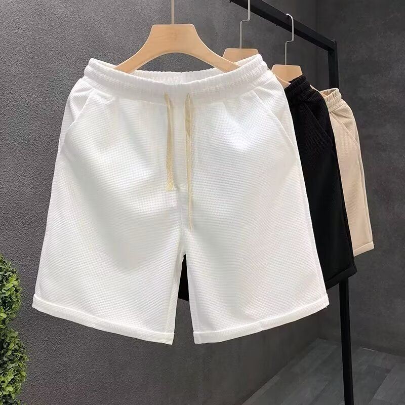Hot selling pajama pants for men, summer waffle shorts, thin outerwear loose sports and casual shorts, large shorts with air conditioning, casual and loose, versatile and stylish