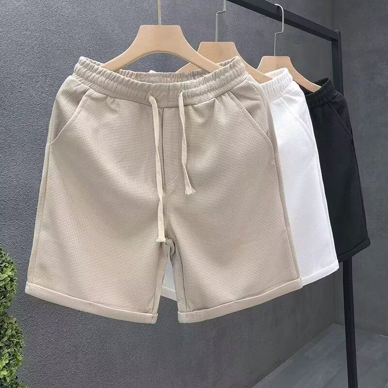 Hot selling pajama pants for men, summer waffle shorts, thin outerwear loose sports and casual shorts, large shorts with air conditioning, casual and loose, versatile and stylish