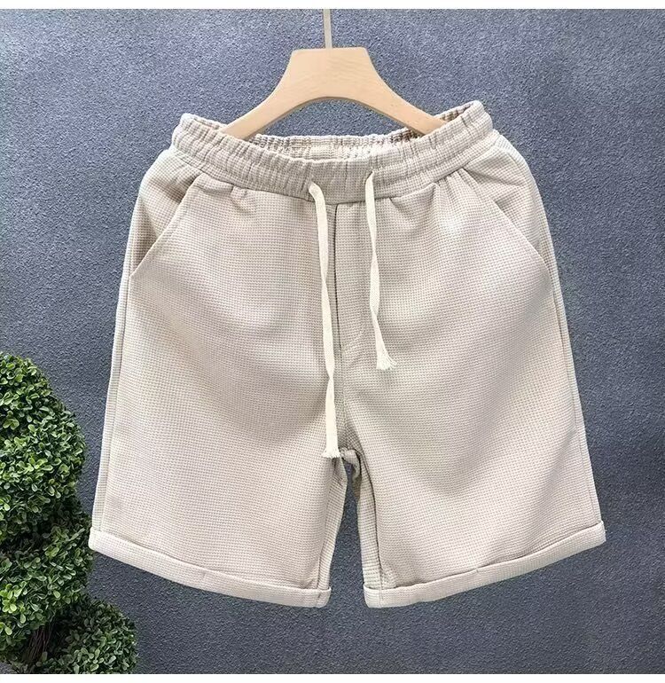 Hot selling pajama pants for men, summer waffle shorts, thin outerwear loose sports and casual shorts, large shorts with air conditioning, casual and loose, versatile and stylish