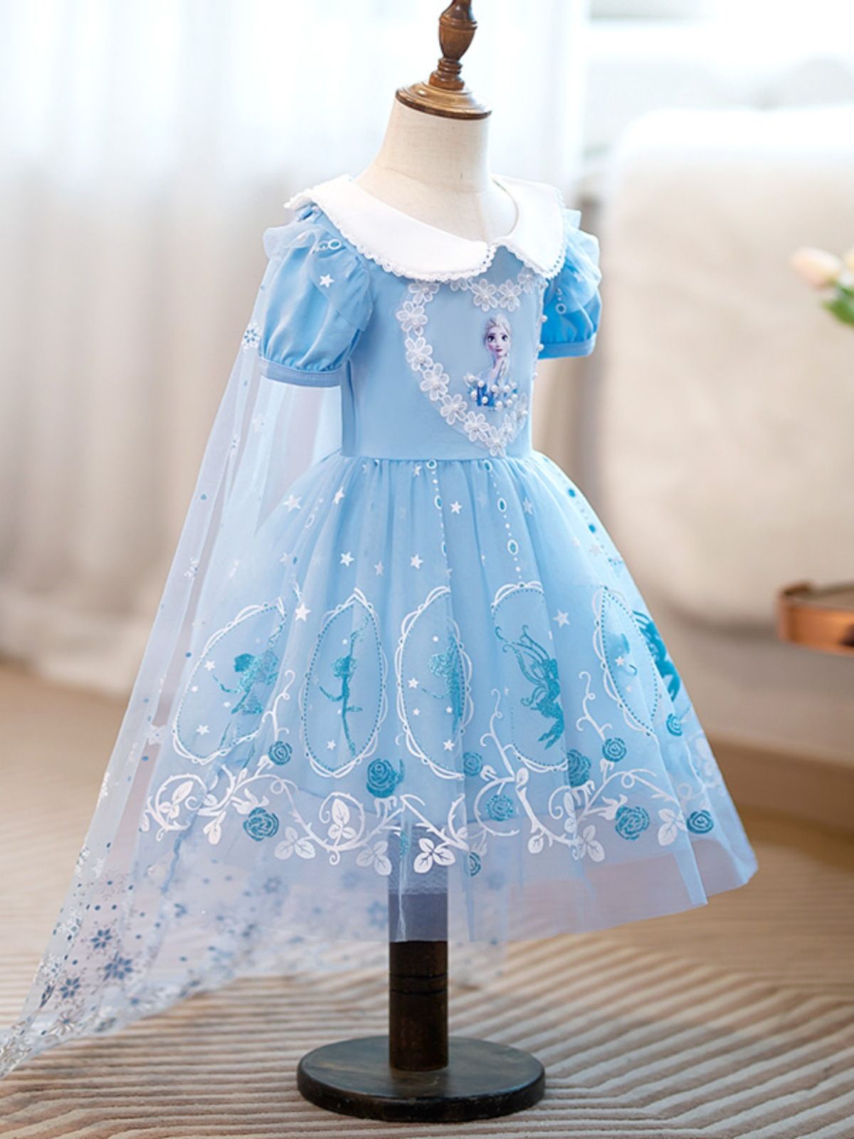 Ice and Snow Love Princess Skirt, Girls' New Short sleeved Skirt, Love Sha Dress, Children's Summer Baby Dress, Round Neck Short sleeved Fluffy Skirt, playful and cute, versatile and stylish