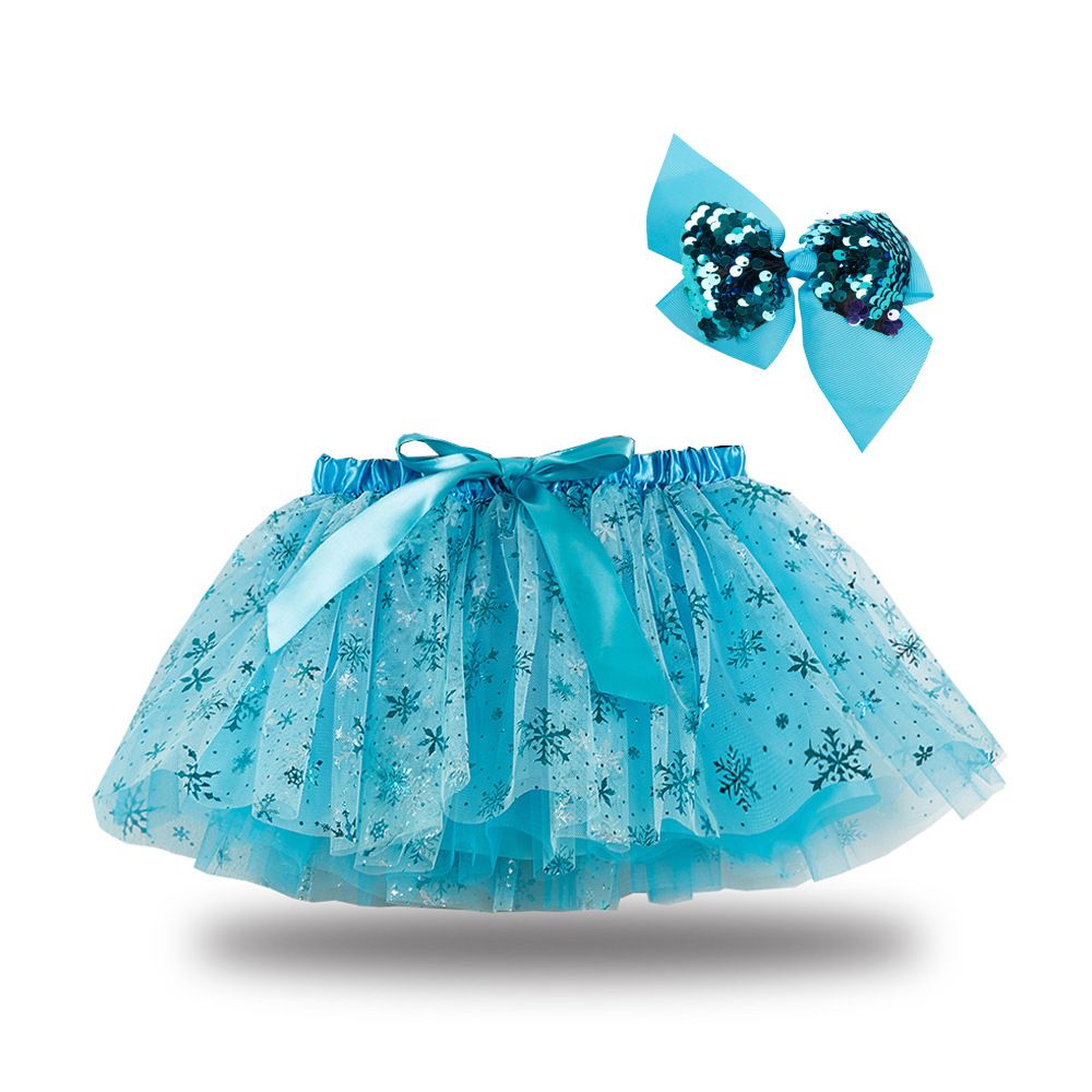 New European and American girls' half skirt, with a bow hair clip included in the lining, star moon mesh skirt and fluffy skirt, girls' popular rainbow printed yarn skirt, lively and cute, stylish