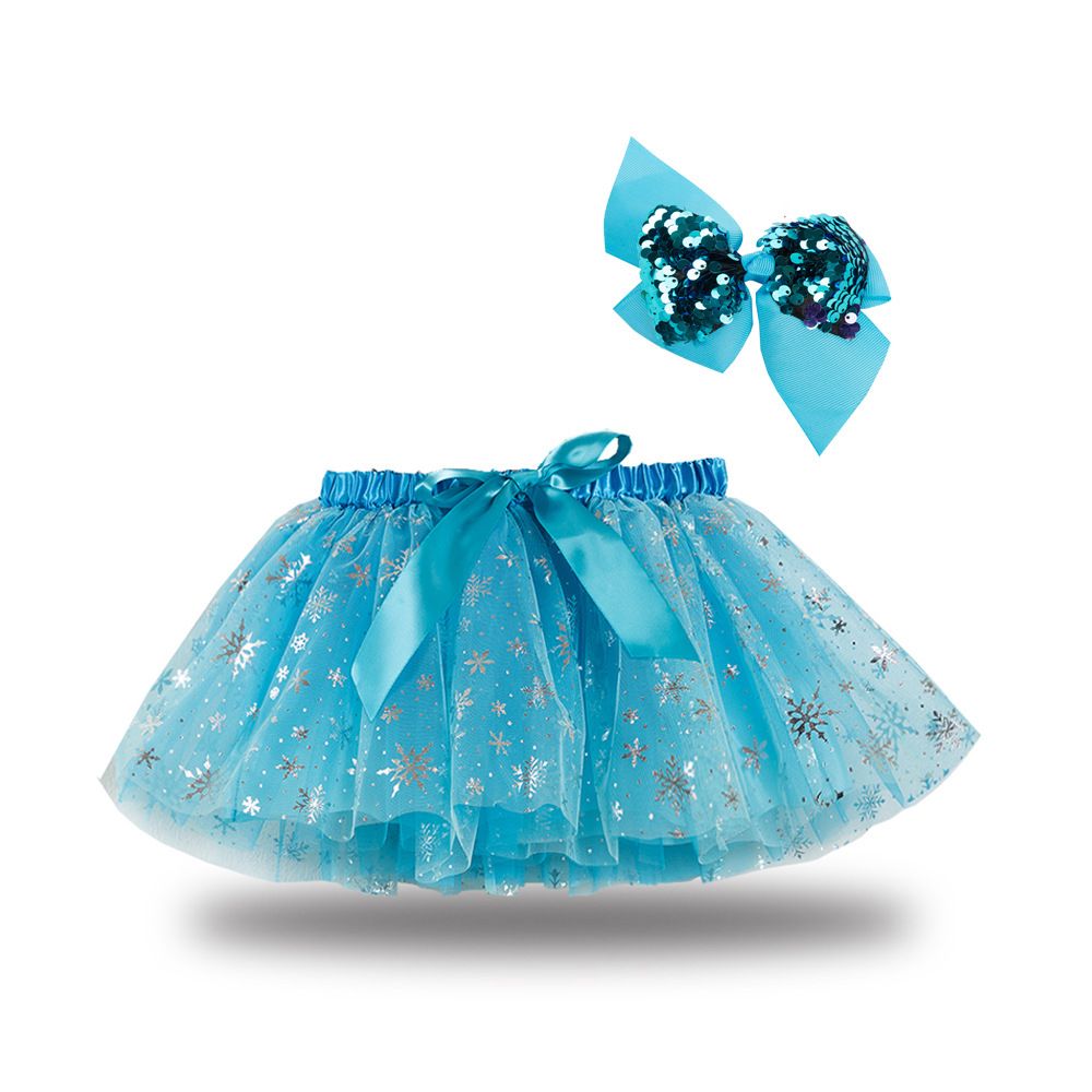 New European and American girls' half skirt, with a bow hair clip included in the lining, star moon mesh skirt and fluffy skirt, girls' popular rainbow printed yarn skirt, lively and cute, stylish