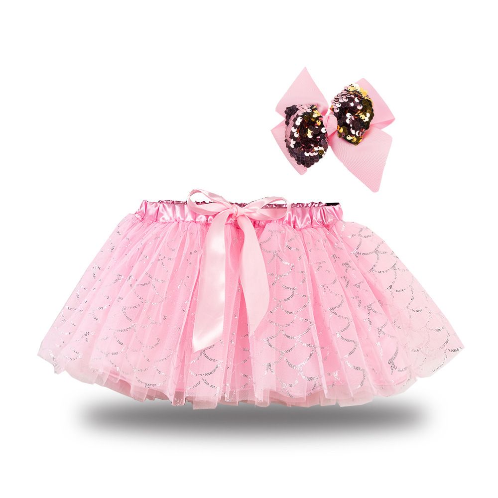 New European and American girls' half skirt, with a bow hair clip included in the lining, star moon mesh skirt and fluffy skirt, girls' popular rainbow printed yarn skirt, lively and cute, stylish