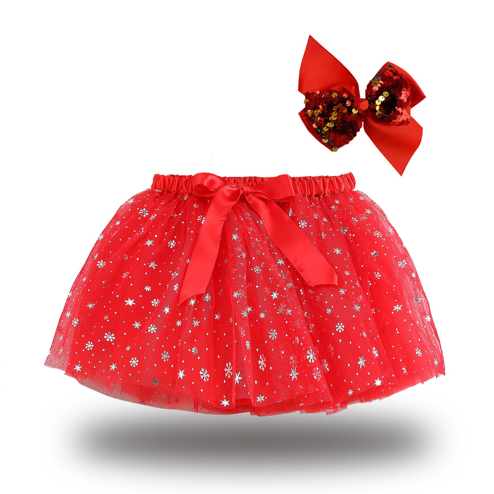 New European and American girls' half skirt, with a bow hair clip included in the lining, star moon mesh skirt and fluffy skirt, girls' popular rainbow printed yarn skirt, lively and cute, stylish
