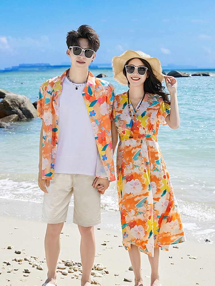 Hot selling internet celebrity parent-child outfits, summer outfits for a family of three and four, bohemian mother and daughter dresses, travel and vacation beach parent-child sets,new couple outfits