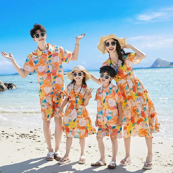 Hot selling internet celebrity parent-child outfits, summer outfits for a family of three and four, bohemian mother and daughter dresses, travel and vacation beach parent-child sets,new couple outfits