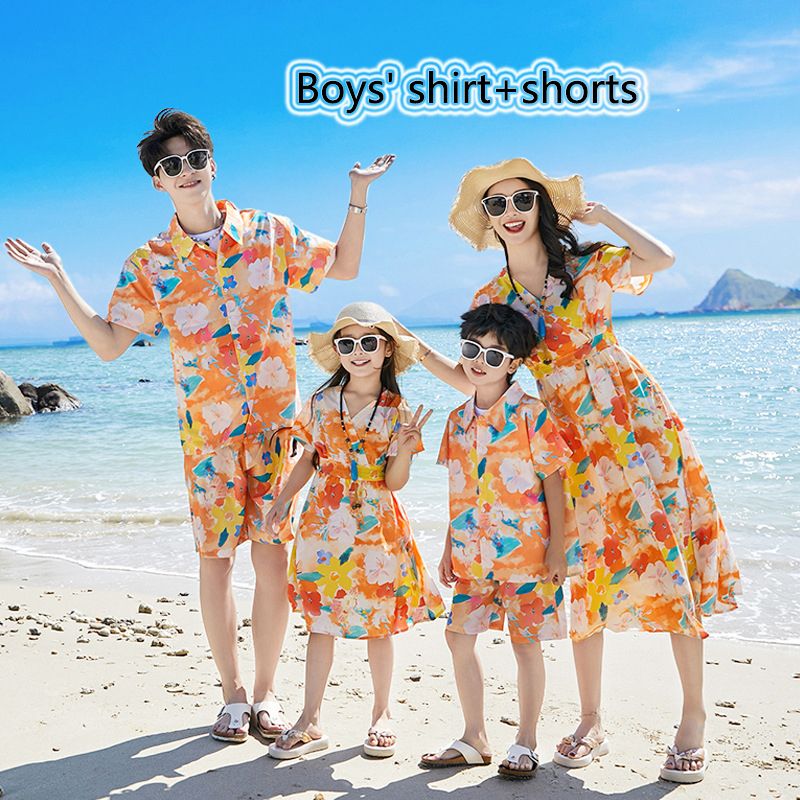 Hot selling internet celebrity parent-child outfits, summer outfits for a family of three and four, bohemian mother and daughter dresses, travel and vacation beach parent-child sets,new couple outfits
