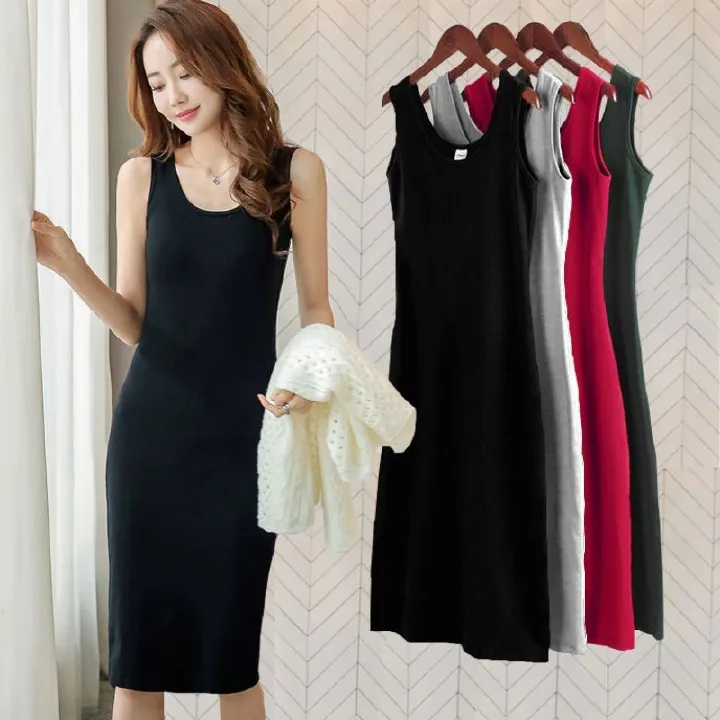 New vest base dress, long camisole skirt, plus size women's fat mm long dress, popular student base dress,fashionable solid color,slim fit and versatile,soft, comfortable and breathable summer casual