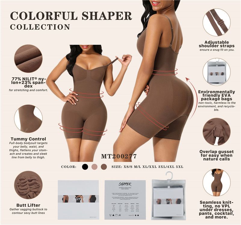 European and American popular one-piece shapewear,one-piece abdominal shaping and slimming clothes,arm lifting waist cinching and chest binding underwear jumpsuit, solid color camisole beauty clothes