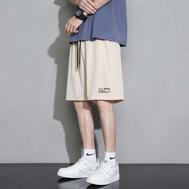 New summer sports running shorts for men,ins thin quick drying pants,solid color icepants,fashionable and loose,drawstring elastic belt,pocket,soft and breathable,simple and versatile,Tiktok - popular