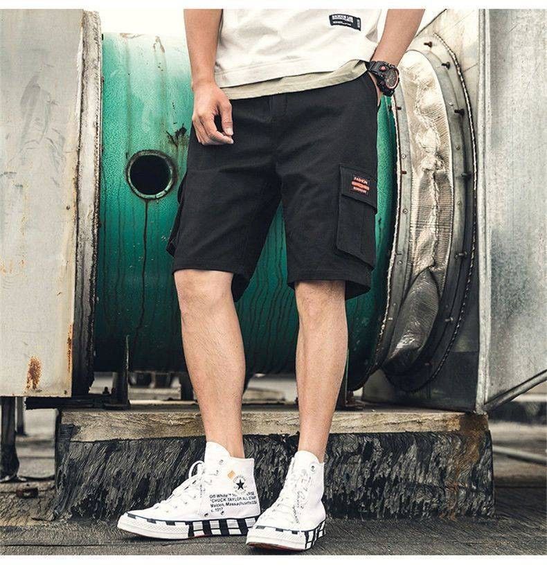 Men's summer five part pants,breathable trend large size midriff pants,casual large underpants,student quick drying overalls shorts,casual belt pockets,solid color elastic waist shorts,Tiktok-popular
